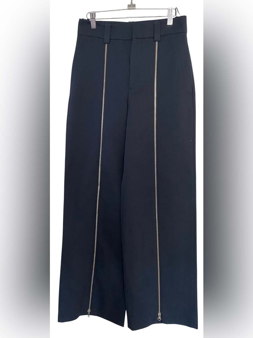 Zara black Wide-Leg Trousers with Front Zip Details